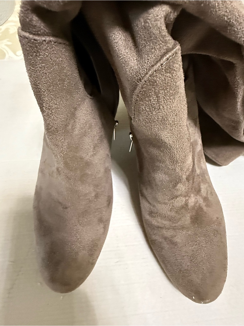 Women's Taupe Suede Knee-High Boots